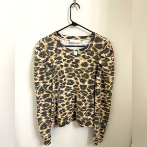 Long sleeve ruffled top/ leopard print sweatshirt